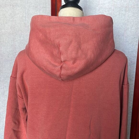 Abercrombie & Fitch Deep Rose Relaxed Fit Semi-Distressed Pullover Hoodie (Small - Picture 7 of 11